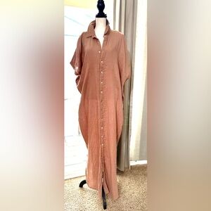 Acacia Swimwear Oahu Cotton Gauze Oversized Button Down Coverup Dress!